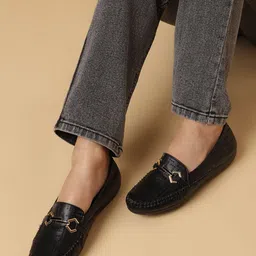 Marc Loire Textured Round Toe Loafers-picture-35