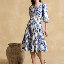 KAZO Blue Printed Casual Dress-picture-29