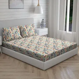 Living Scapes by Pantaloons Multicoloured Queen Flat Bedsheet Set image 2