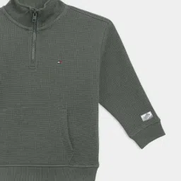 Tommy Hilfiger Olive Cotton Regular Fit Textured Sweater image 4