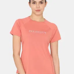 Zelocity by Zivame Peach Printed Sports T-Shirt-image-73