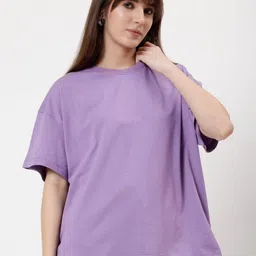 URBANICE Round Neck Drop-Shoulder Sleeves Oversized Cotton T-shirt-picture-18
