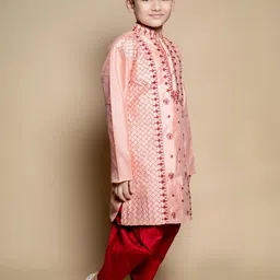 HUMAN CHOICE Kids-Boys Embroidered Dupion Silk Kurta Sets image 3
