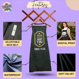 THEYAYACAFE Mother's Day Purple & White Printed Velvet Waterproof Apron image 3