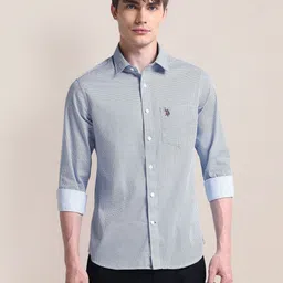 U.S. Polo Assn. Men Classic Spread Collar Micro Ditsy Printed Cotton Casual Shirt image 4