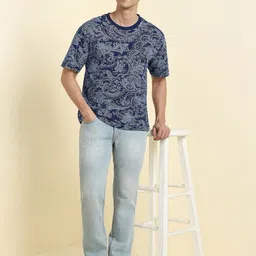 Allen Solly Men Printed Raw Edge T-shirt image 4