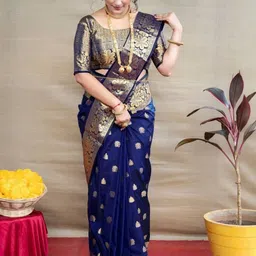 YAMUNE Ethnic Motifs Zari Pure Silk Heavy Work Banarasi Saree-picture-16