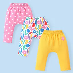 Babyhug Cotton Knit Full Length Diaper Leggings Polka Dots & Floral Print Pack of 3 - Multicolour-picture-36