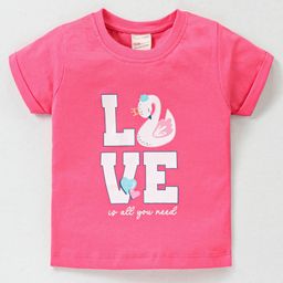 CUCUMBER Sinker Knit Half Sleeves T-Shirt with Text Print - Pink-picture-26