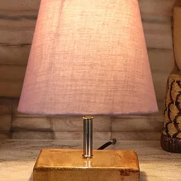 Devansh Cotton Square Natural Wood Table Lamp - Grey-picture-17