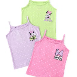 Babyhug Disney Singlet Sleeves Slips with Polka Dots & Minnie Mouse Print Pack of 3 - Pink Purple & Green-picture-46