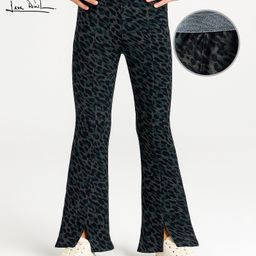 arias by lara dutta Arias Single Jersy Knit Cheetah Printed Leggings With Stretch & Lurex Waistband - Green-picture-40
