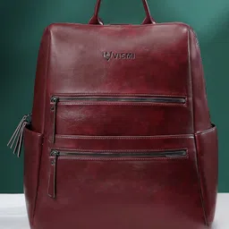 VISMIINTREND Laptop Backpack for Men Office Use, Travel, Businessm Professional And Multi-Purpose Anti Theft Solid Vegan Leather Water Resistant Backpack Up to 17 Inch Laptop - Wine - Height 17 Inches-picture-20