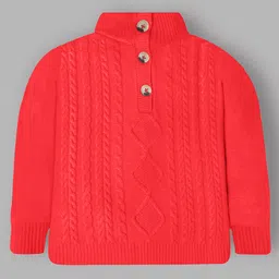 Cherry Crumble By Nitt Hyman Viscose Knit Full Sleeves Cable Knit Designed High Neck Heavy Winter Sweater - Red-picture-23