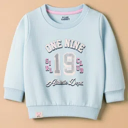 Pink Rabbit Looper Knit Full Sleeves T-Shirt With 19 Text Print - Light Blue-picture-18