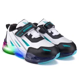 BERSACHE Colour Blocked & Mesh Detailed Velcro Closure LED Shoes - Black-picture-29