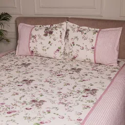 Ammorada Lavender-Colored & White Printed Cotton Double King Bed Covers image 2