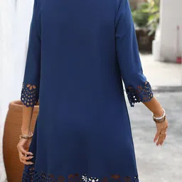 Outzidr Women Self Design Bell Sleeve A-Line Dress image 2