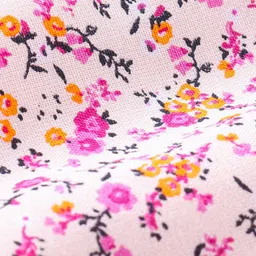 Babyhug Rayon Half Sleeves Top With Lace & Frill Detailing - Peach image 3