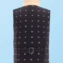 Robo Fry Woven Full Sleeves Textured & Embroidered 3 Piece Party Suit With Bow - Black image 3