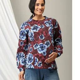 The Mom Store Cotton Full Sleeves Floral Printed Maternity Sweatshirt With Nursing Access - Multi Colour image 4