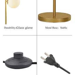 Homesake Industrial Tree Floor Lamp 62" tall with 3 frosted glass globe shades, E27 socket, pedal switch Golden finish, décor image 4