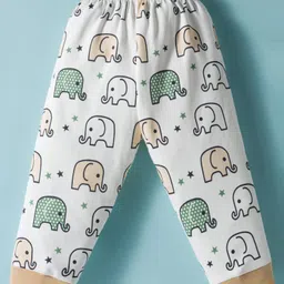 Child World Interlock Knit Full Sleeves T-Shirt & Joggers Set With Animal Patch - Tan & White image 4