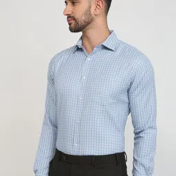 Park Avenue Slim Fit Windowpane Checks Checked Spread Collar Shirt image 4