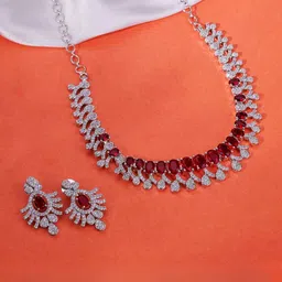 Opal Touch Women Rhodium-Plated Zirconia-Studded Jewellery Set-image-37
