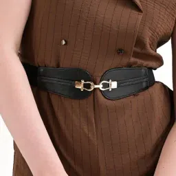 Kazo Black Synthetic Waist Belt for Women-image-4