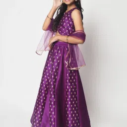 studiorasa Kids Purple Printed Lehenga Set image 3