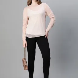 Oxolloxo Beige Self Design Top image 3