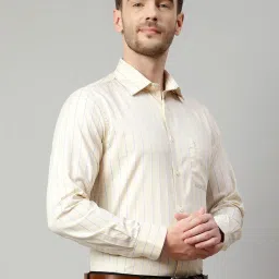 Cantabil Lime Yellow Regular Fit Striped Shirt image 3