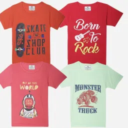 Vimal Jonney Boys Multicolor Printed T-Shirt (Pack Of 4) image 1