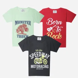 Vimal Jonney Boys Multicolor Printed T-Shirt (Pack Of 3) image 1