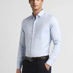 Peter England Elite Blue Cotton Slim Fit Checks Shirt image 3