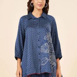 Akkriti by Pantaloons Navy Printed A Line Short Kurti-picture-11