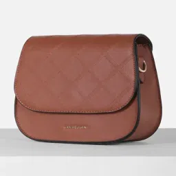 Van Heusen Brown Textured Cross Body Bag image 2
