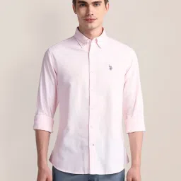 U.S. Polo Assn. Pink Cotton Slim Fit Shirt image 1