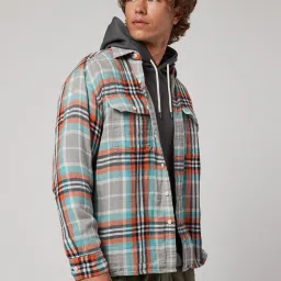 American Eagle Outfitters Grey & Orange Cotton Regular Fit Checks Shirt image 3