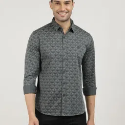 Dragon Hill Lake Green Cotton Slim Fit Printed Shirt-picture-19