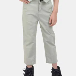 One Friday Kids Grey Regular Fit Trousers image 1