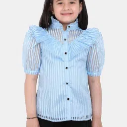 One Friday Kids Blue Striped Regular Fit Top image 1