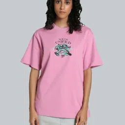 Puma Pink Cotton Printed Sports T-Shirt image 1