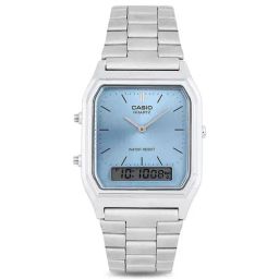 Casio Vintage AQ-230A-2A1MQYDF Blue Analog-Digital Dial Silver Stainless Steel Band AD270-picture-14