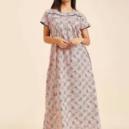 Sweet Dreams Beige Cotton Printed Night Gown image 3