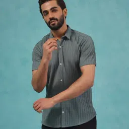 Indian Needle Grey Regular Fit Texture Shirt-image-31