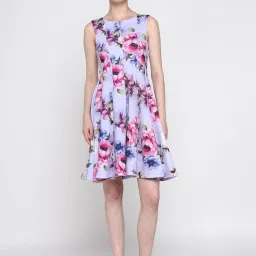 Cover Story Lilac Polyester Floral Regular Fit Shift Dress image 1