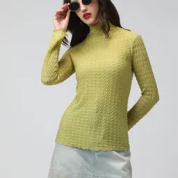 SHOWOFFFF Green Nylon Solid Top-picture-15