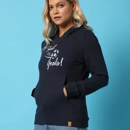 Campus Sutra Navy Cotton Graphic Print Hoodie image 3
